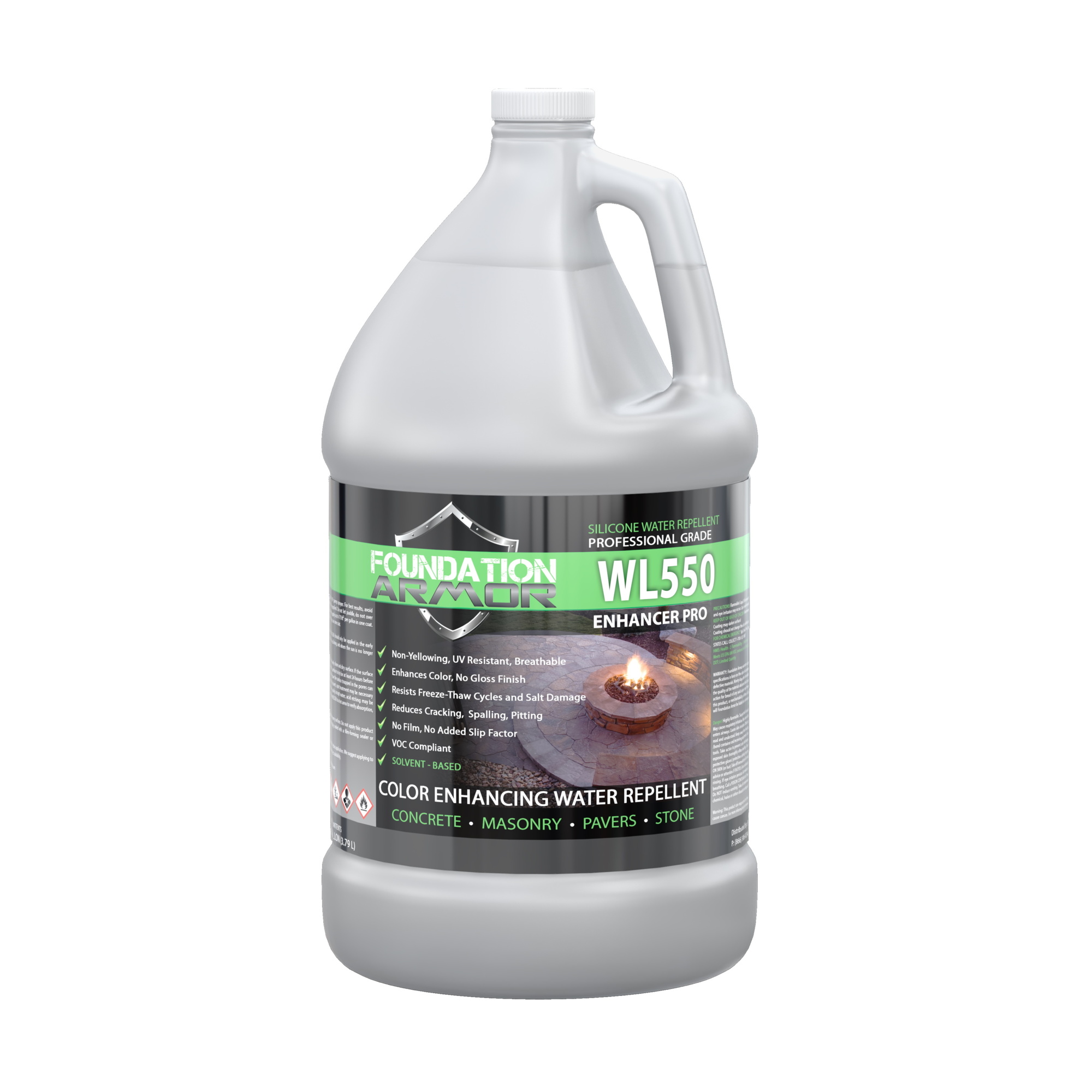 Foundation Armor, Matte Wet Look Concrete, Brick, Stone Sealer, Container Size 1 Gallon, Color Clear, Application Method Sprayer or Roller, Model# WL5501GAL